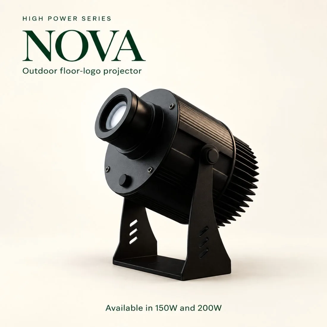 NOVA outdoor floor logo projector on a clean background
