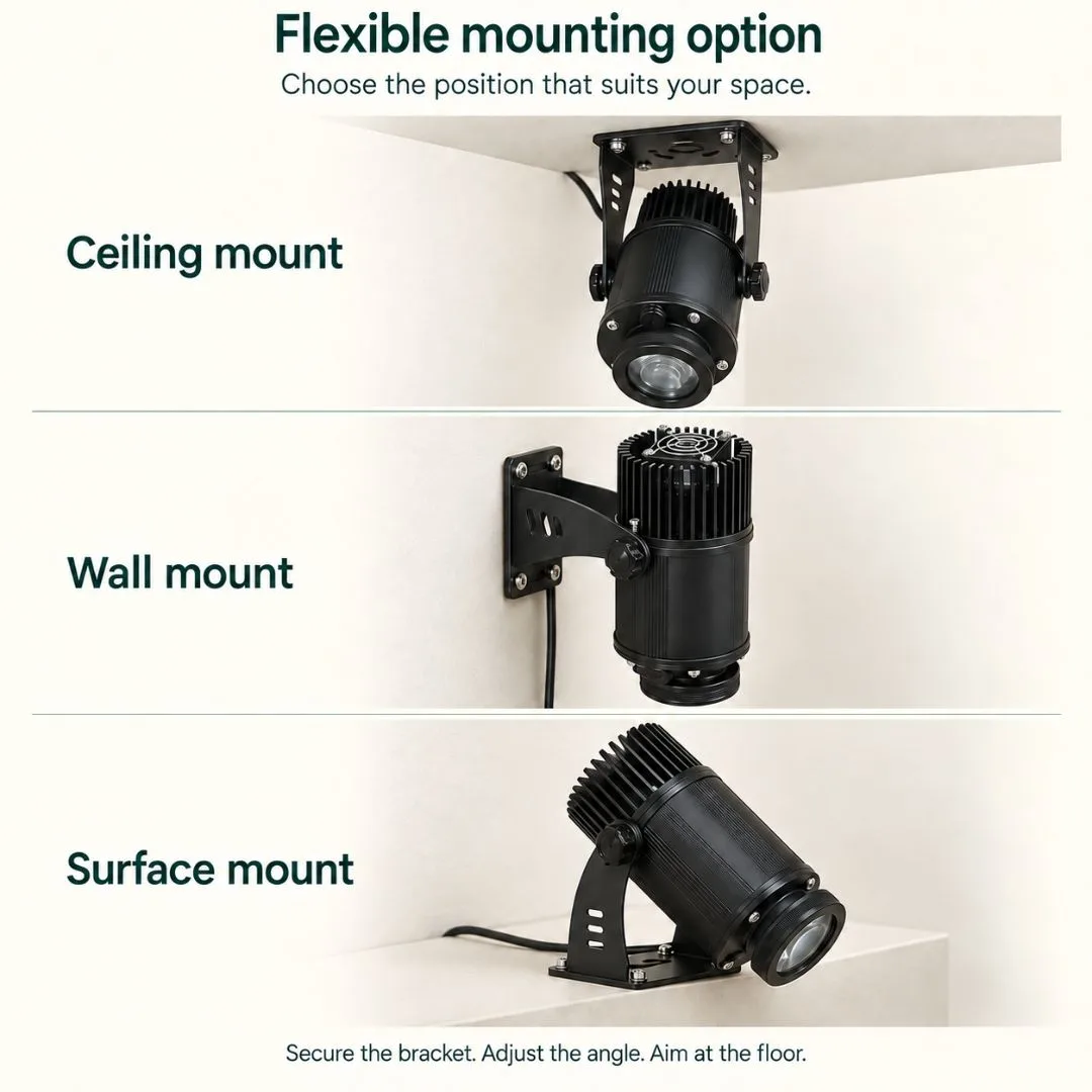 RIPPLEX flexible mounting options: ceiling mount, wall mount and surface mount