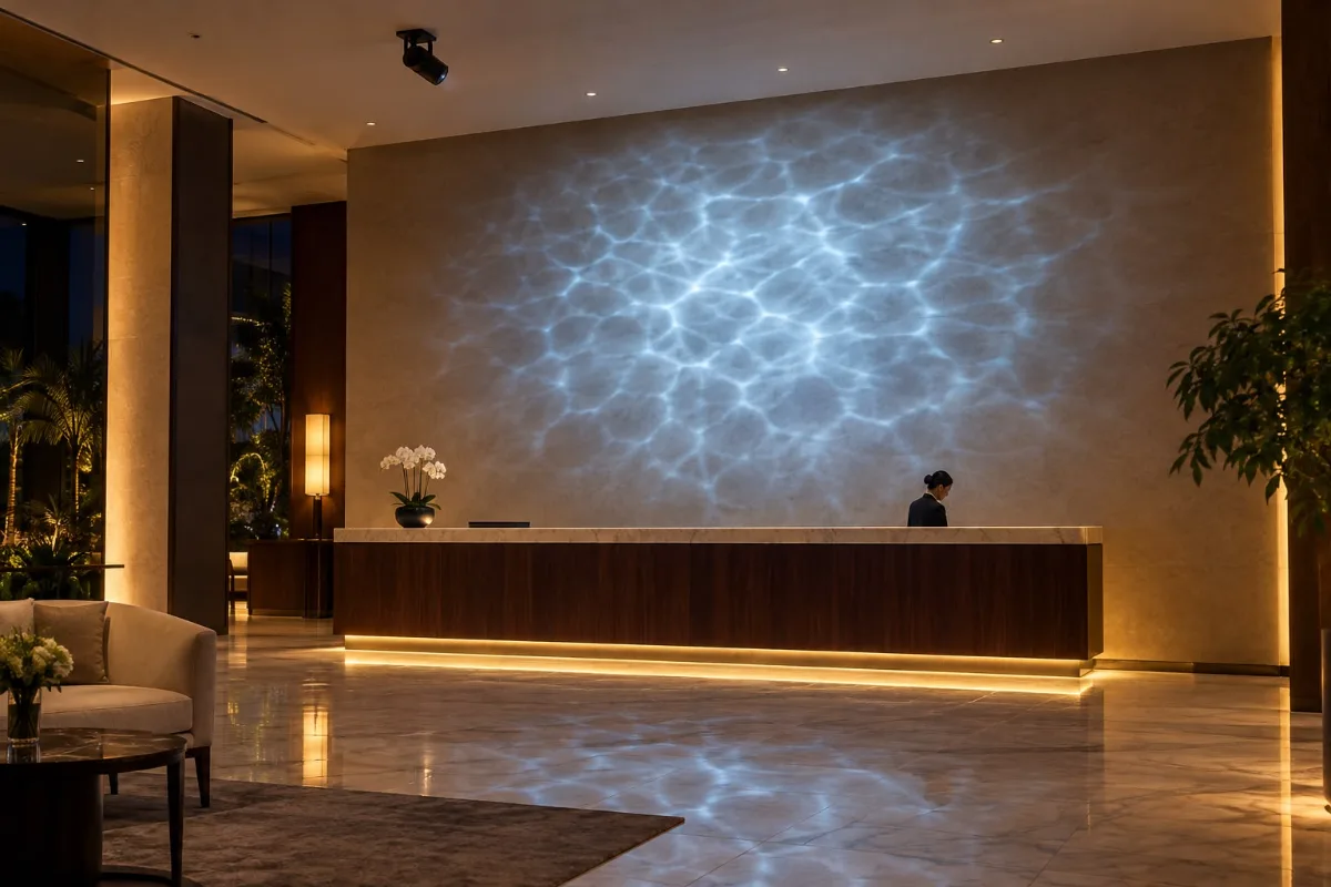 Water light on a hotel lobby wall